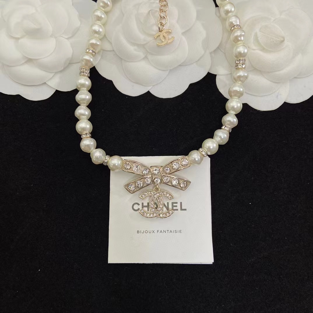 CHANE1 パールボウダイヤモンドネックレス【50％割引+送料無料】
