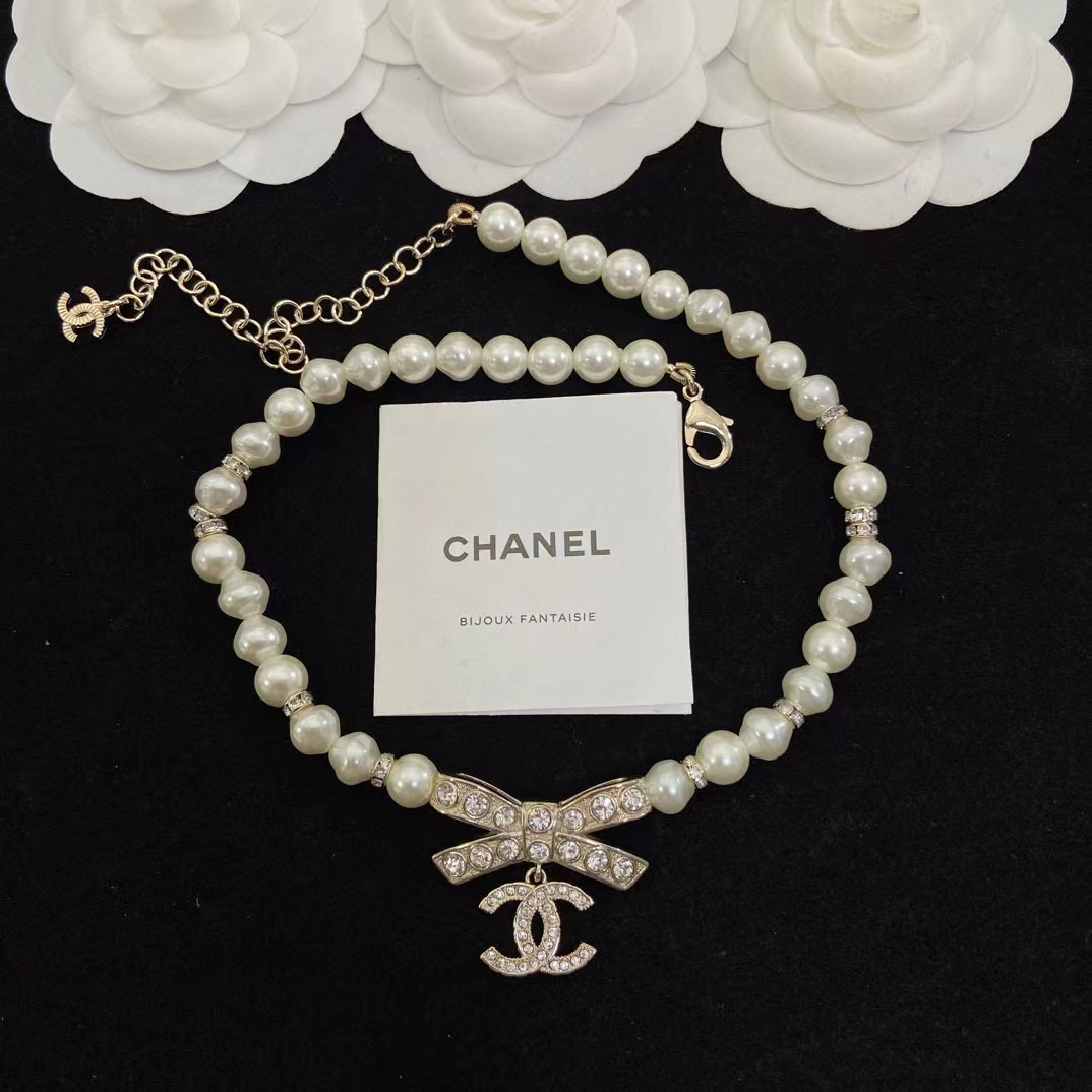 CHANE1 パールボウダイヤモンドネックレス【50％割引+送料無料】