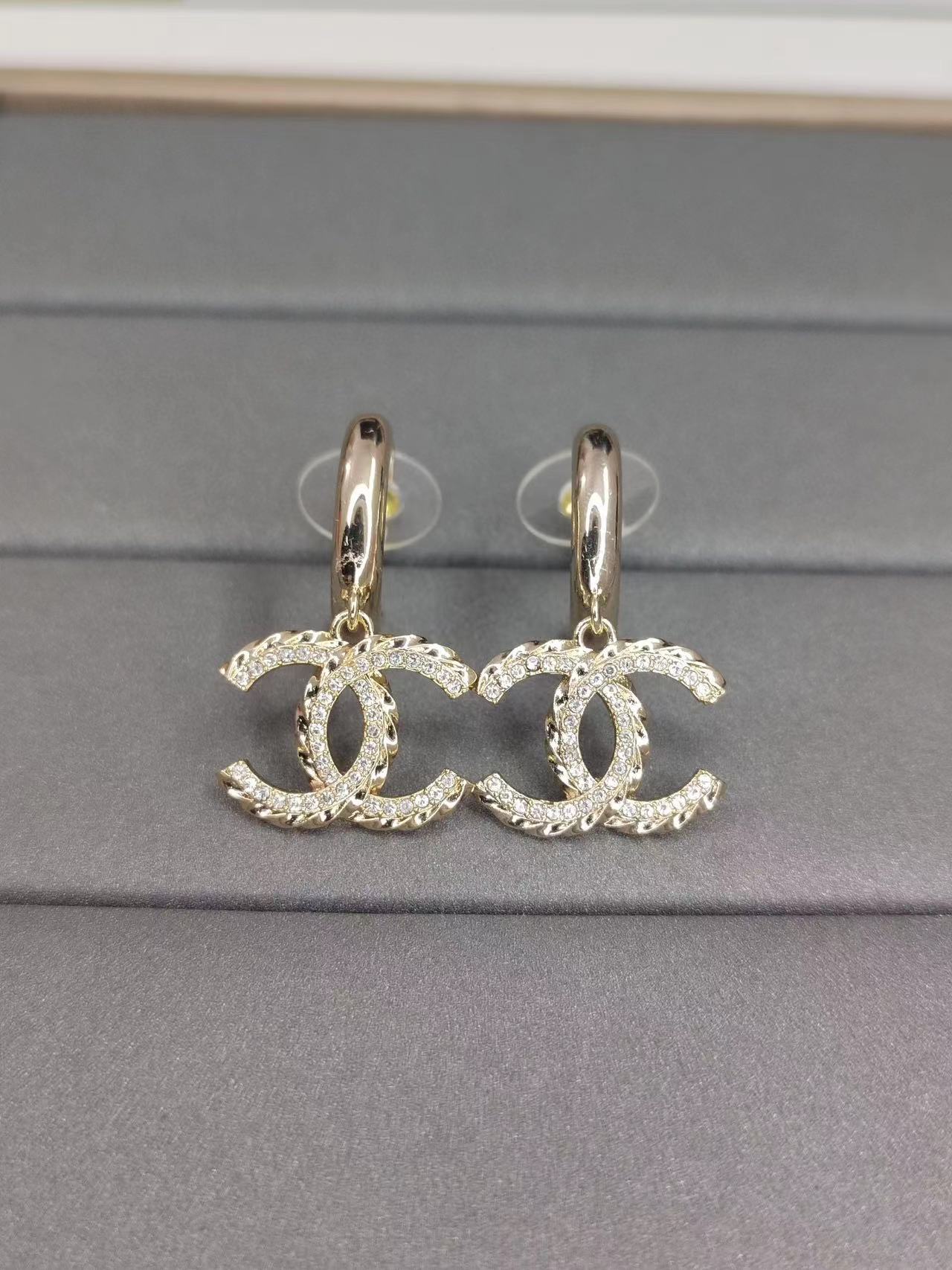 CHANE1 ダブルC ダイヤモンド イヤリング【50％割引+送料無料】