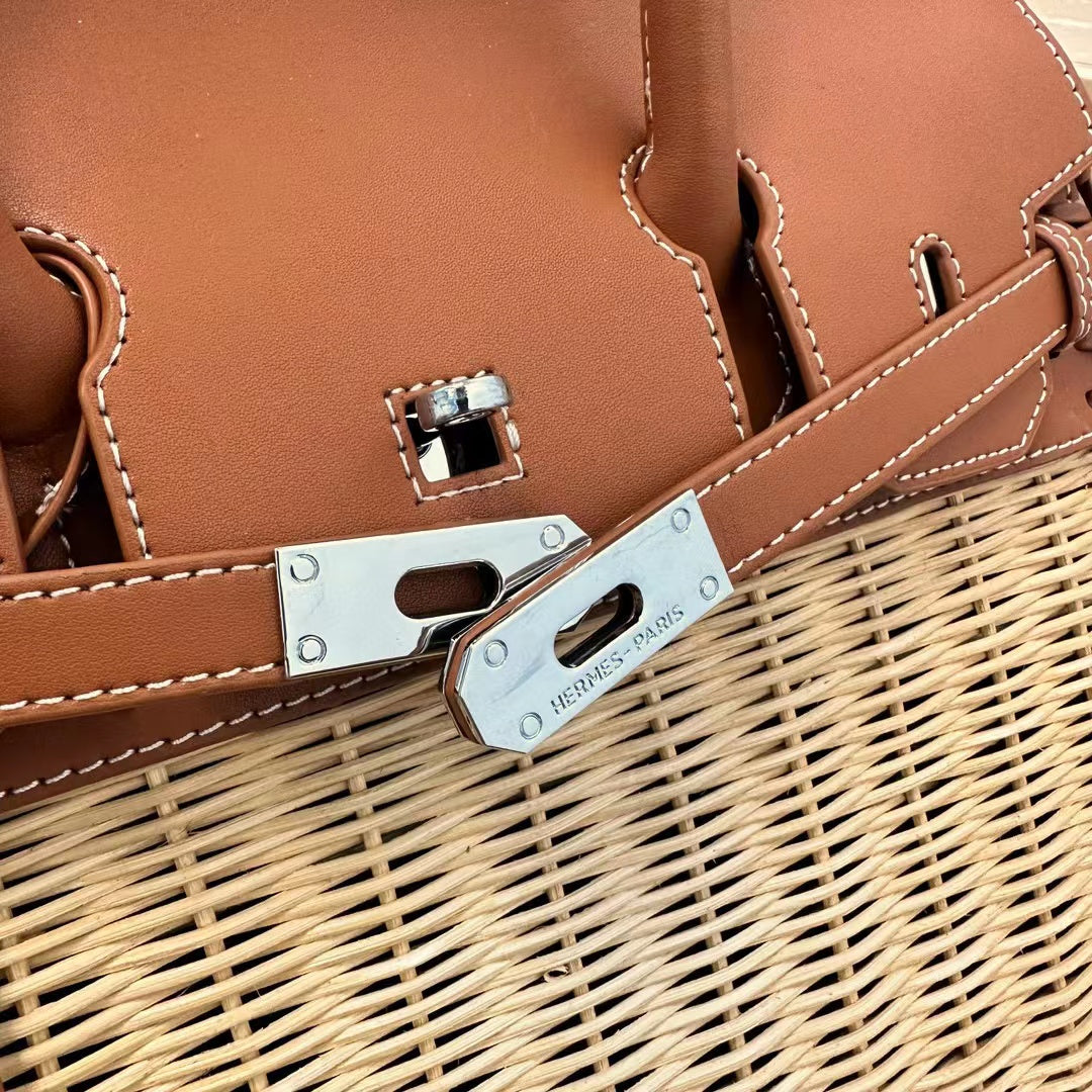 HERME5 プラチナ ストロー バンブー トート【50％割引+送料無料】