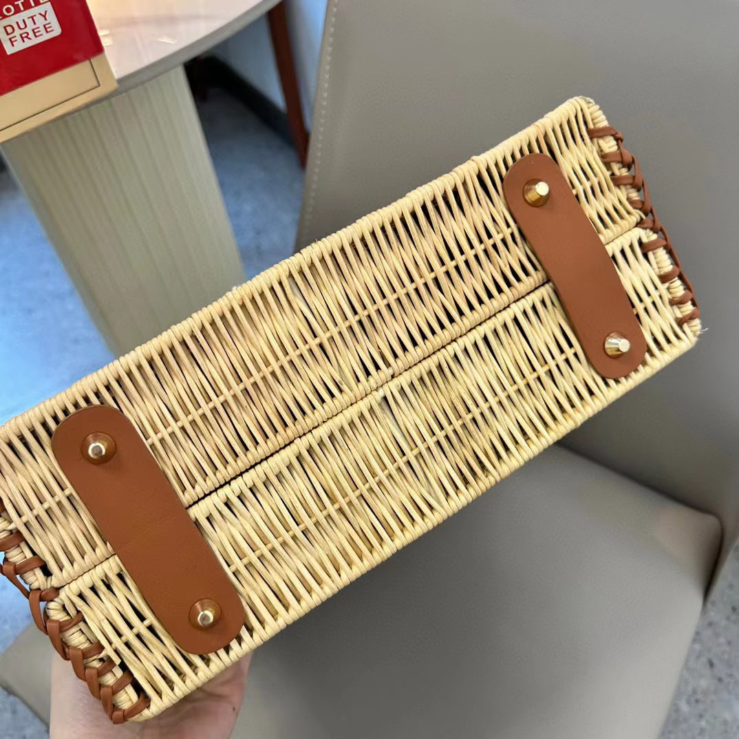 HERME5 プラチナ ストロー バンブー トート【50％割引+送料無料】