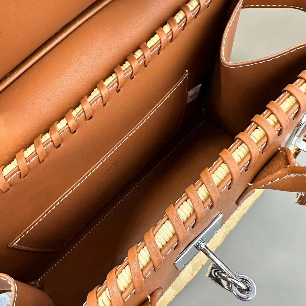 HERME5 プラチナ ストロー バンブー トート【50％割引+送料無料】