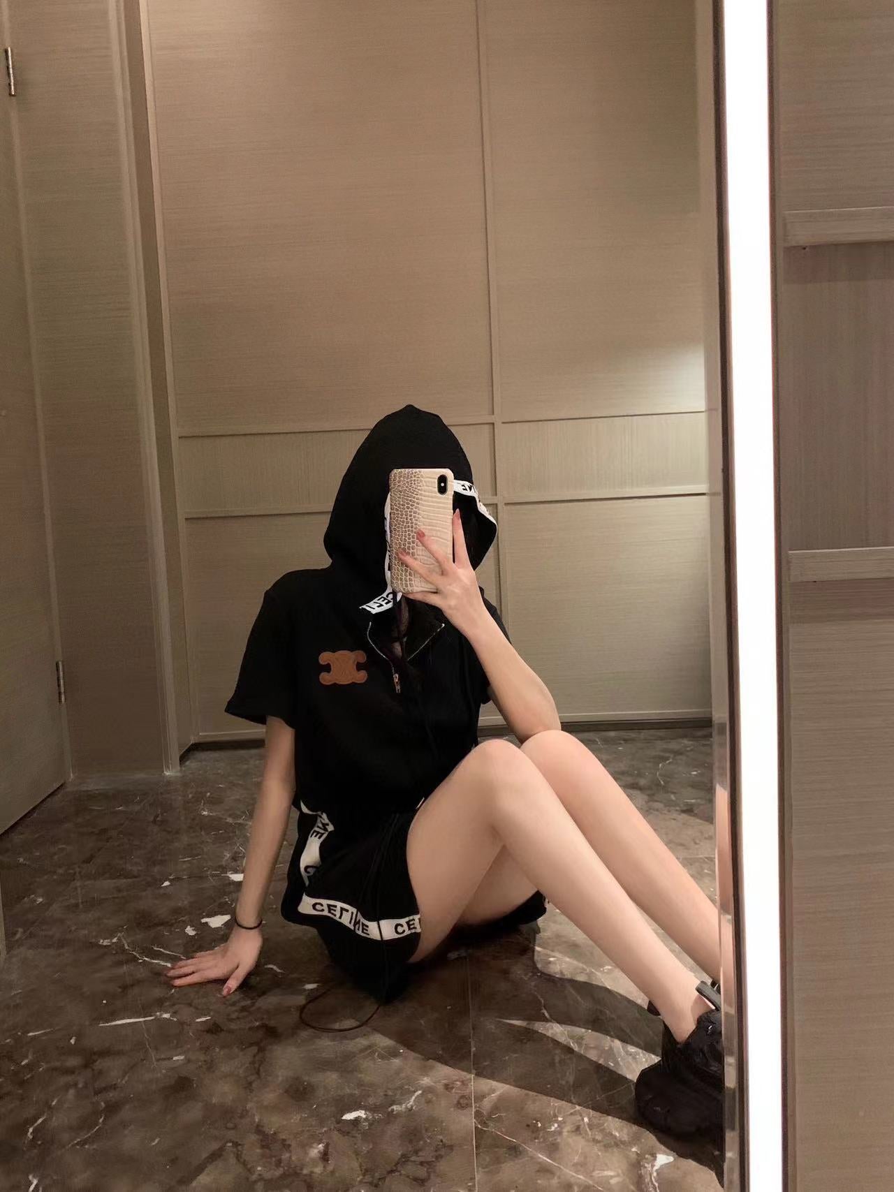 CEL1NEジャカードフード付きドローストリングドレス【50％割引+送料無料】