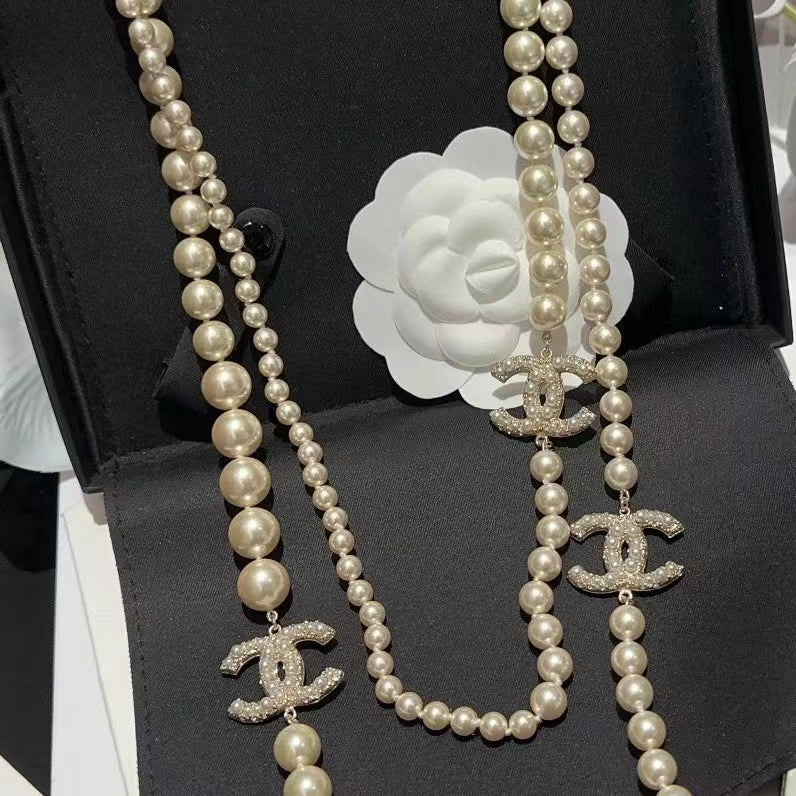 CHANE1 パールロングネックレス【50％割引+送料無料】