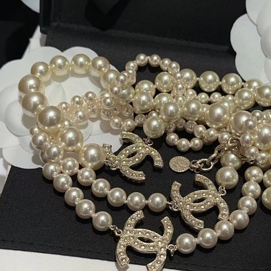 CHANE1 パールロングネックレス【50％割引+送料無料】