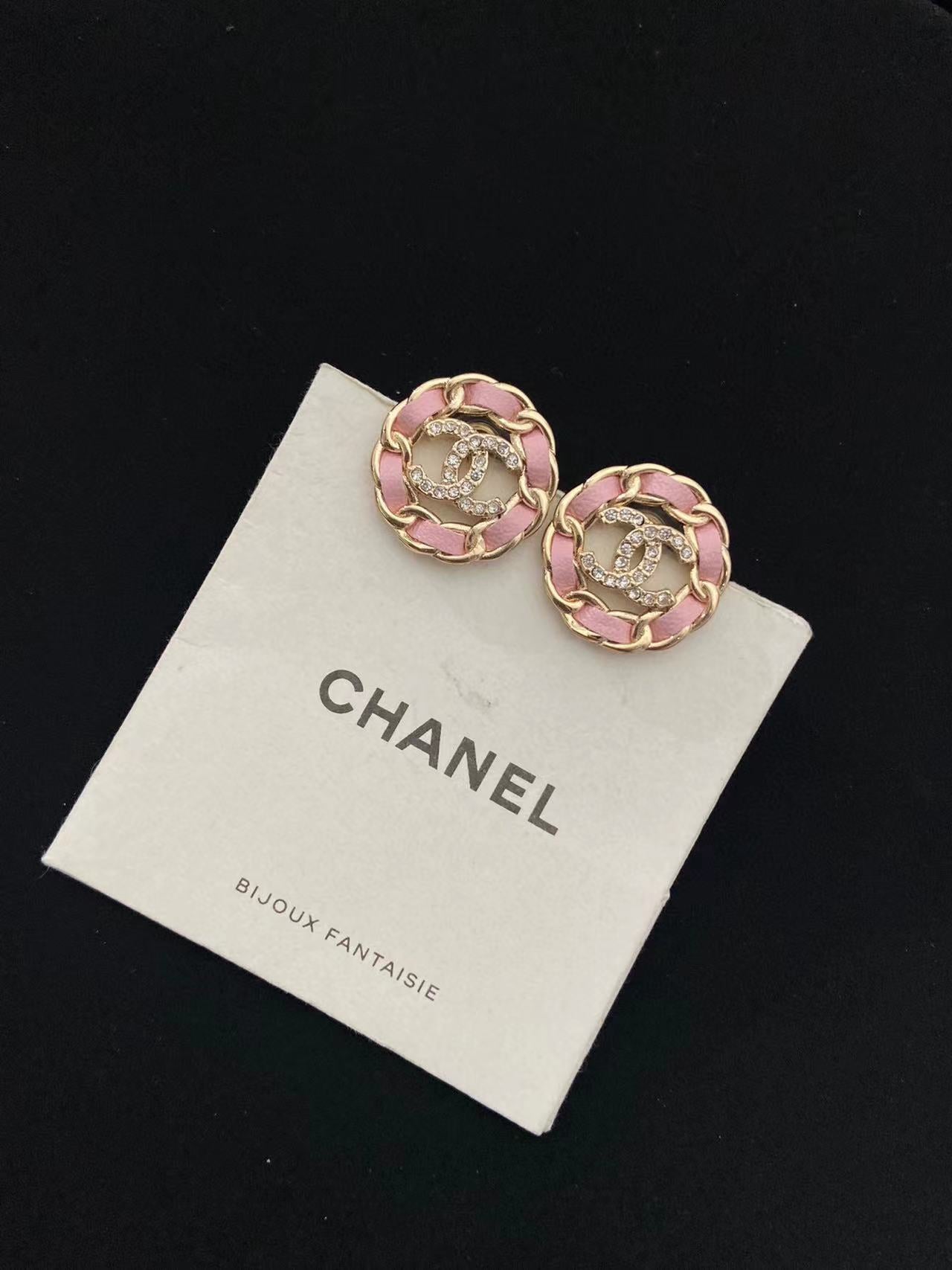 CHANE1 ピンク レザー ロープ ピアス【50％割引+送料無】