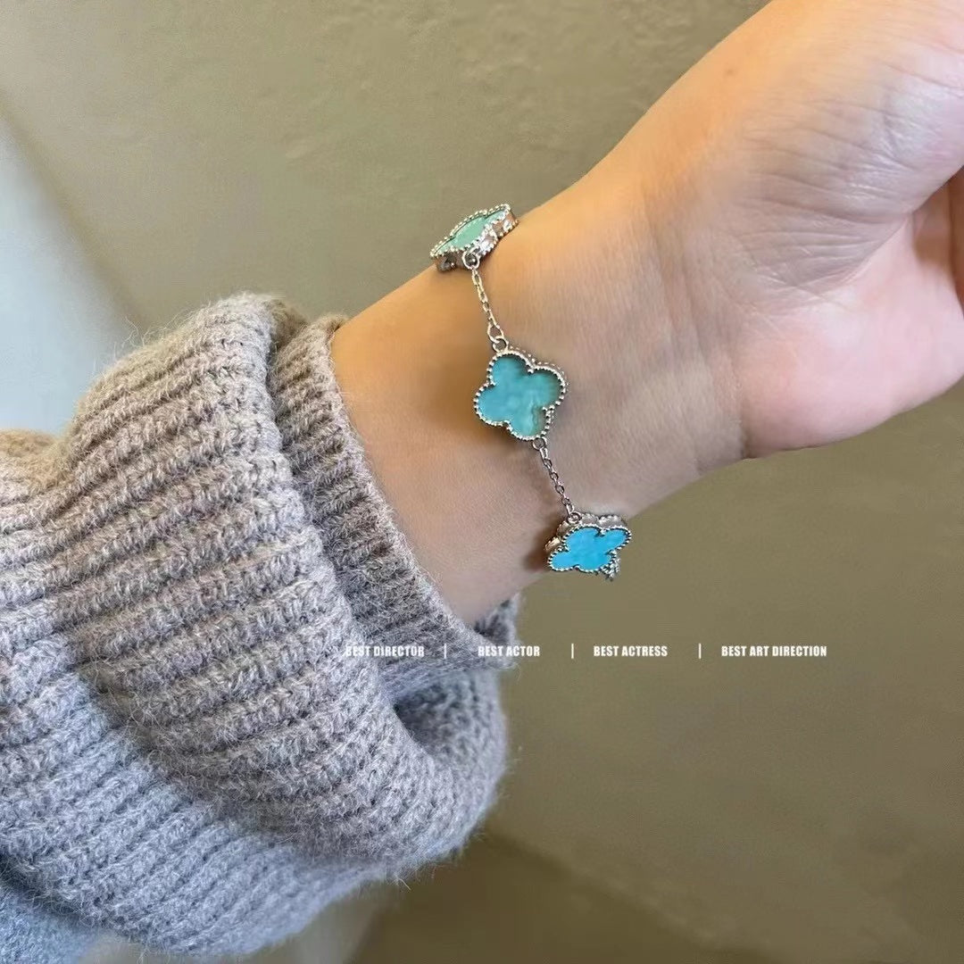 Van c1eef & Arpels ファイブ フラワーズ グリーン ブレスレット【50％割引+送料無料】