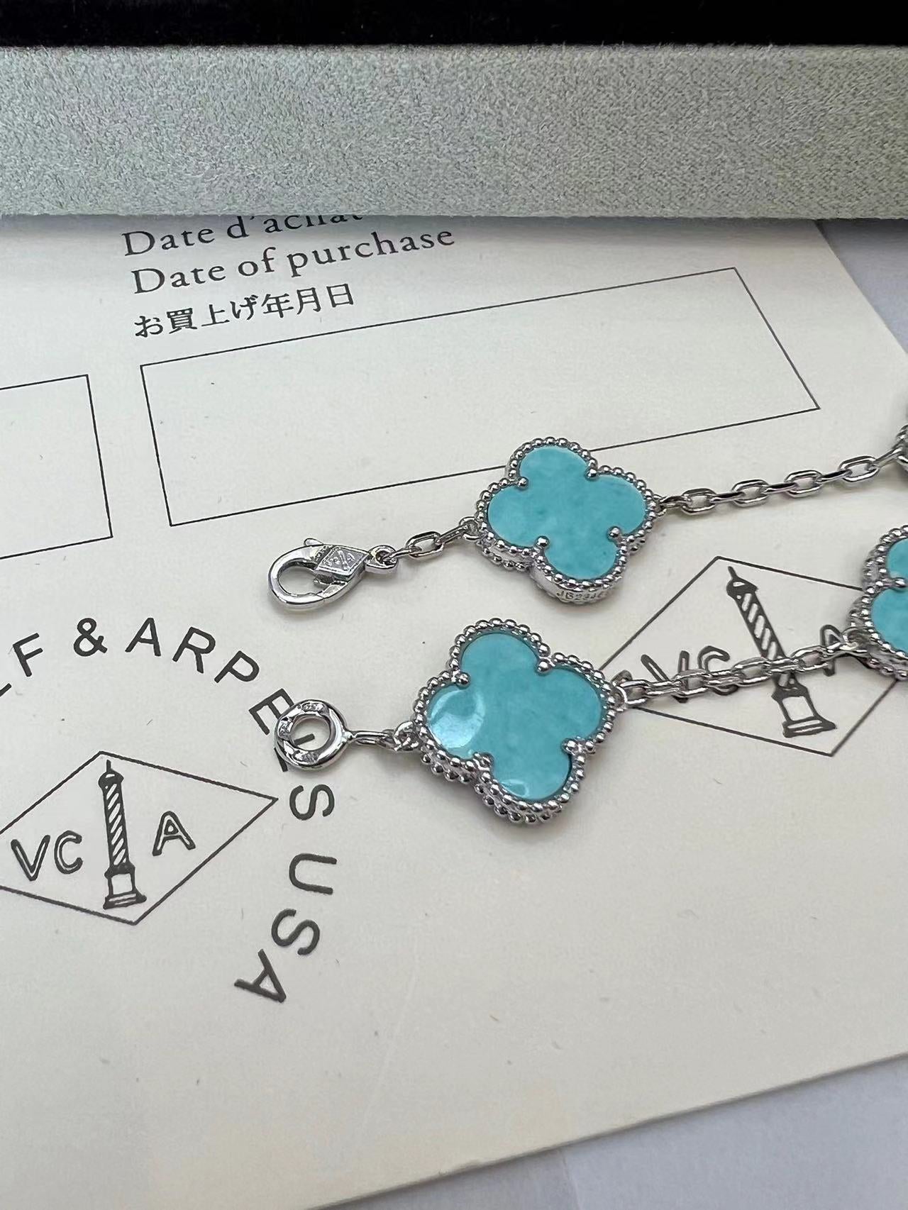 Van c1eef & Arpels ファイブ フラワーズ グリーン ブレスレット【50％割引+送料無料】