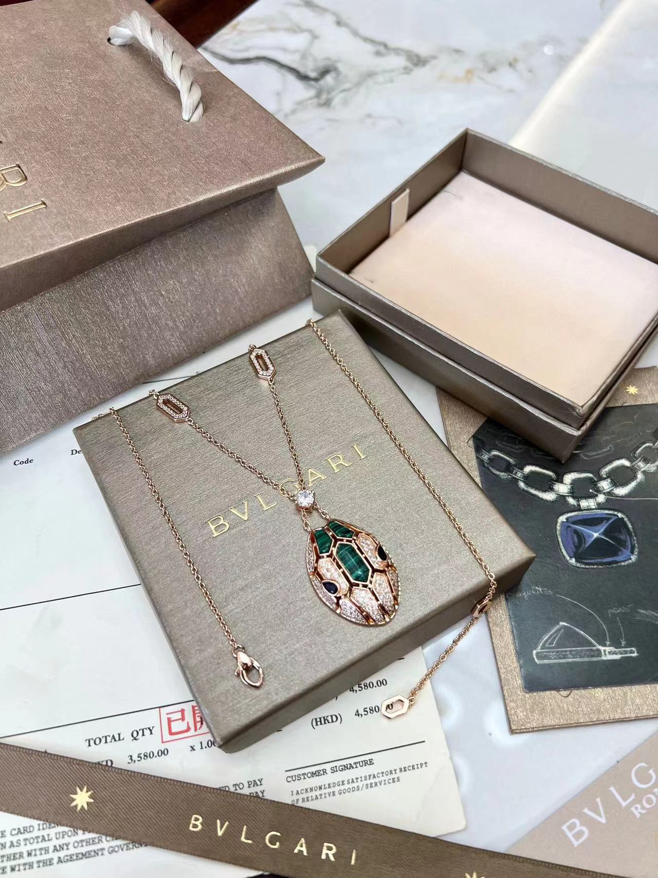 BVLGAR1 スネークヘッド ダイヤモンド ネックレス【50％割引+送料無料】