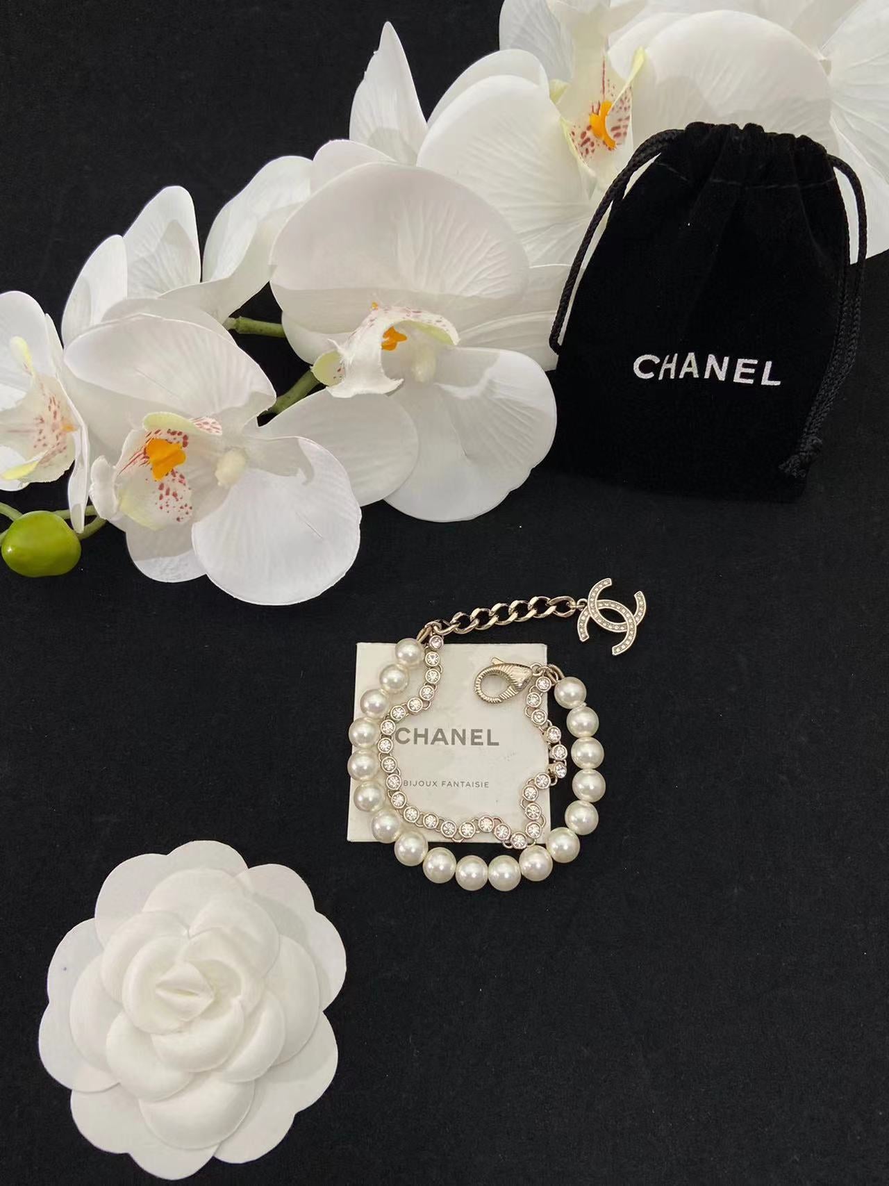 CHANE1 ダブルレイヤー ダイヤモンド パール ブレスレット【 50％割引+送料無料】