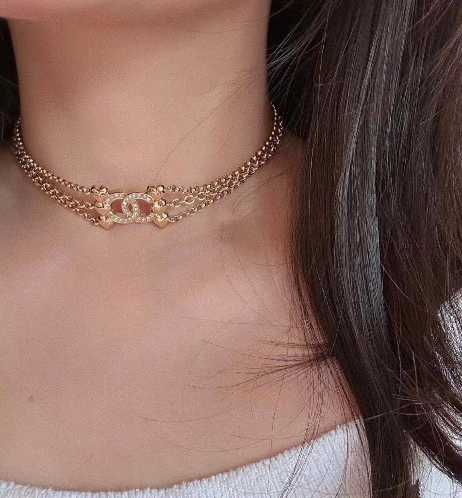 CHANE1 三層メタルピーチハートネックレス【 50％割引+送料無料】