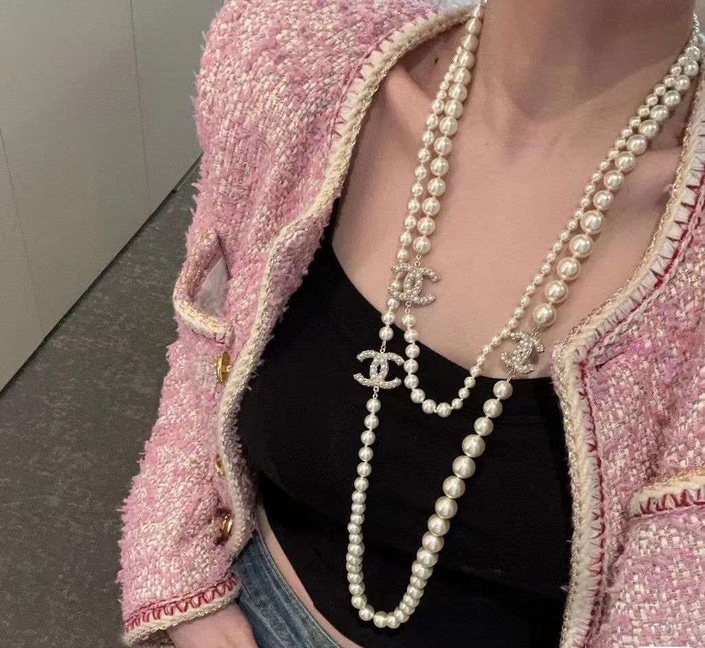 CHANE1 パールロングネックレス【50％割引+送料無料】
