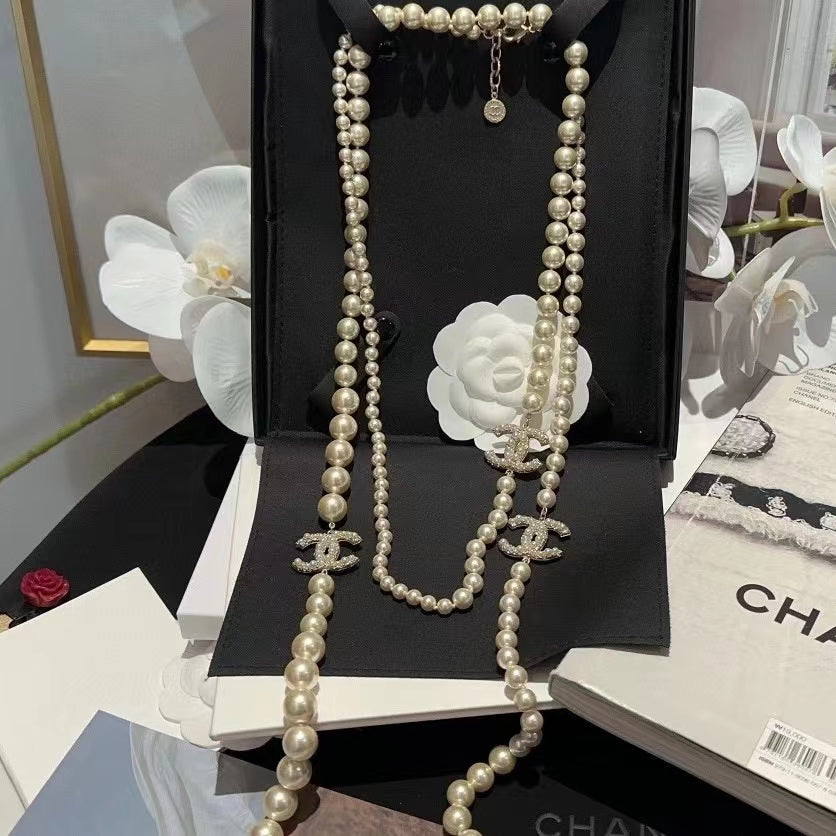 CHANE1 パールロングネックレス【50%割引+送料無料】