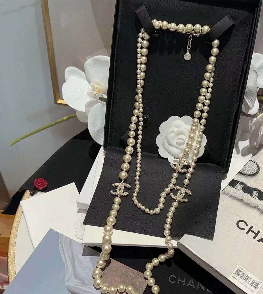 CHANE1 パールロングネックレス【50%割引+送料無料】