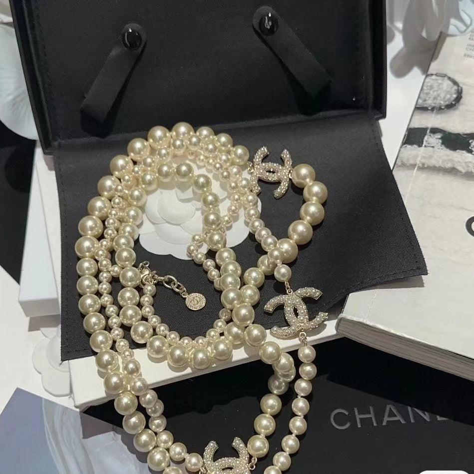 CHANE1 パールロングネックレス【50%割引+送料無料】