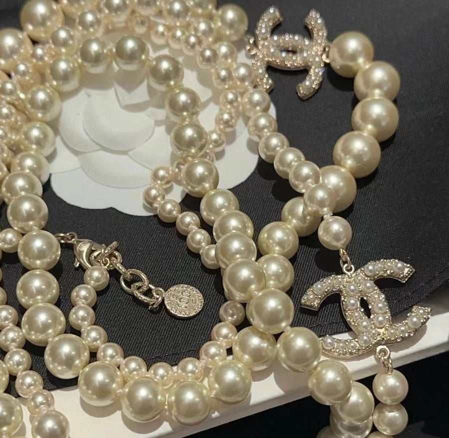 CHANE1 パールロングネックレス【50%割引+送料無料】