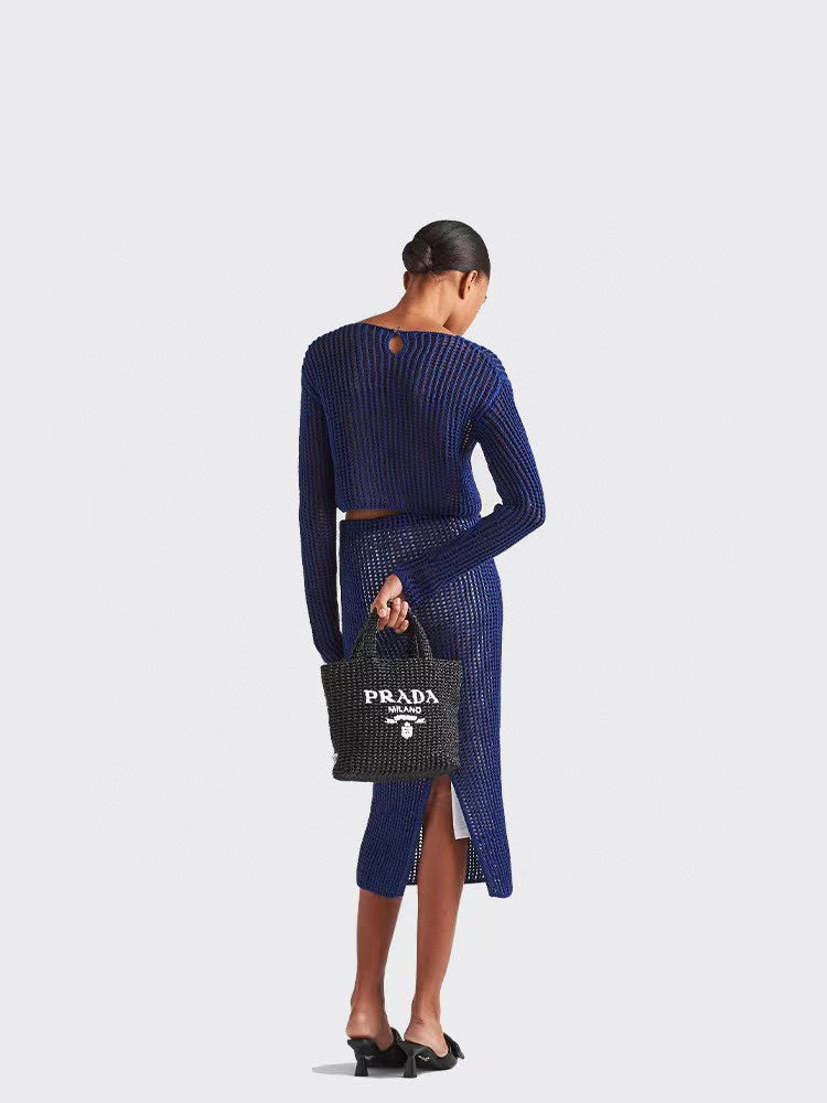 PR4DA ロゴ織り刺繍トートバッグ23*9*22cm【50%割引+送料無料】