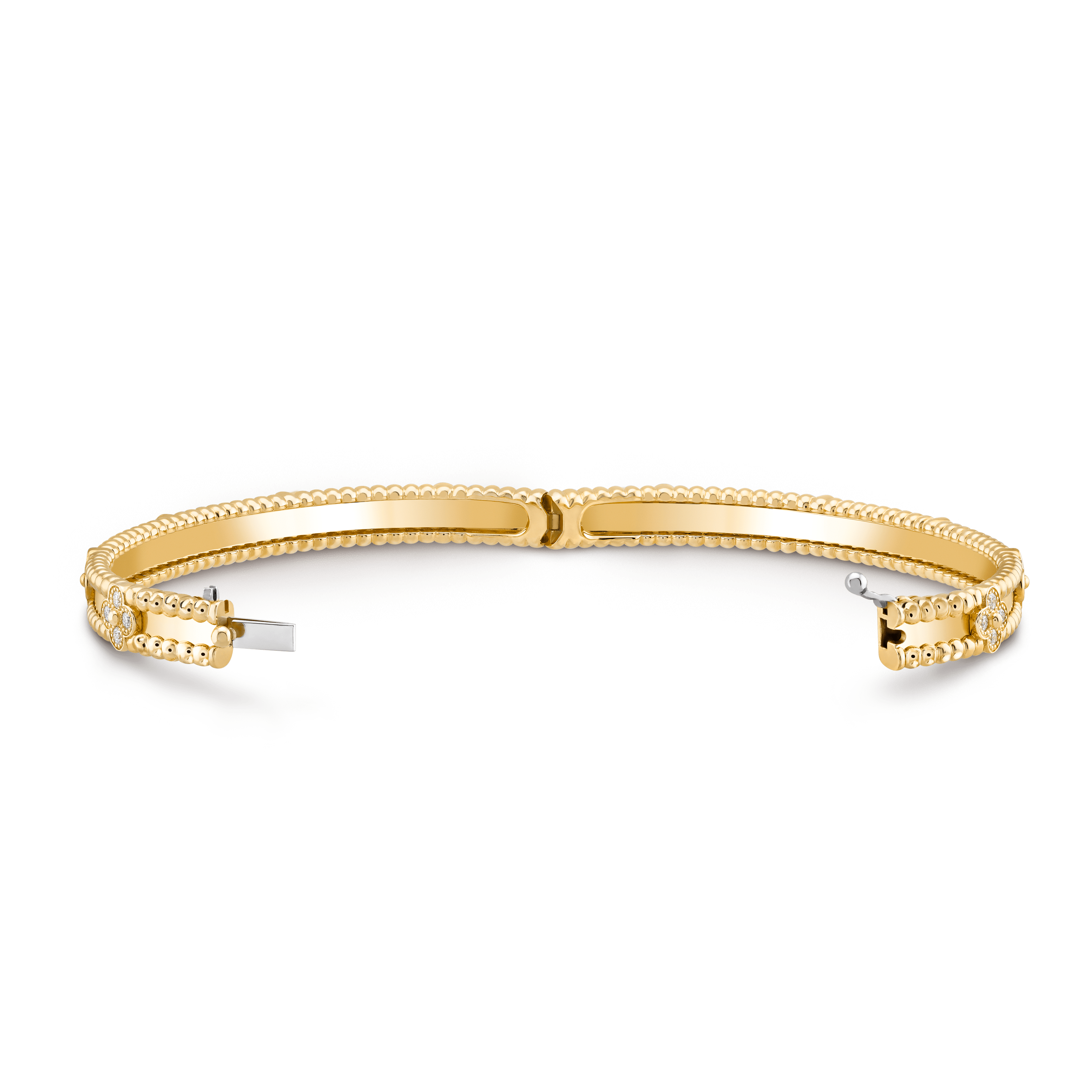 ペルレ スウィートクローバー ブレスレット、ミディアムモデル, イエローゴールド, ダイヤモンド:  40 石,  0.69 カラット, Open, Jewelry Bracelet