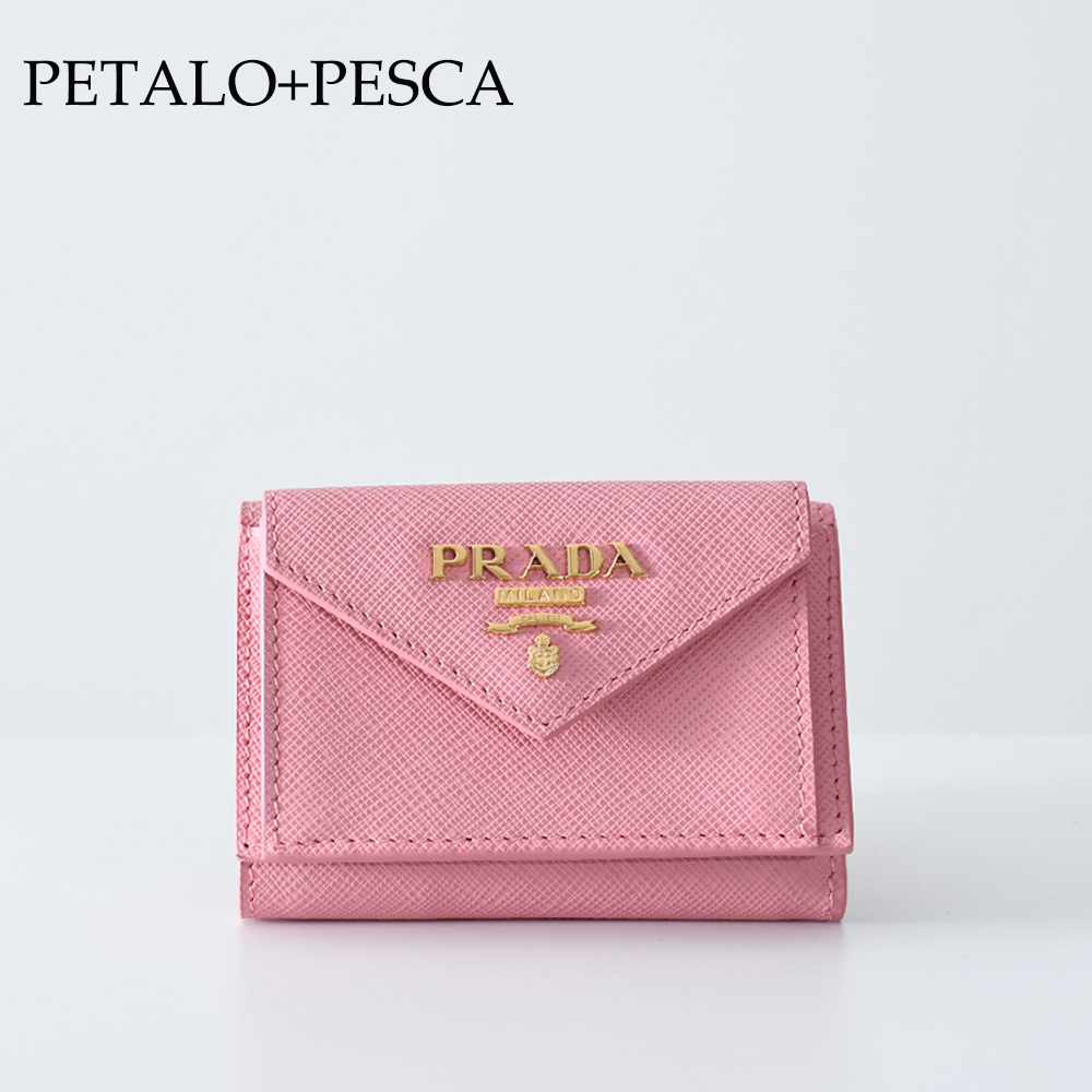 PRADA 三つ折財布 サフィアーノ バイカラー ピンク