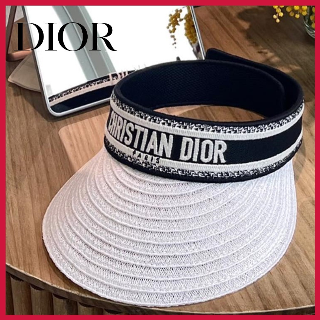 DIOR】夏のお洒落に!ロゴ刺繍のD-NATURALストローバイザー ブラック