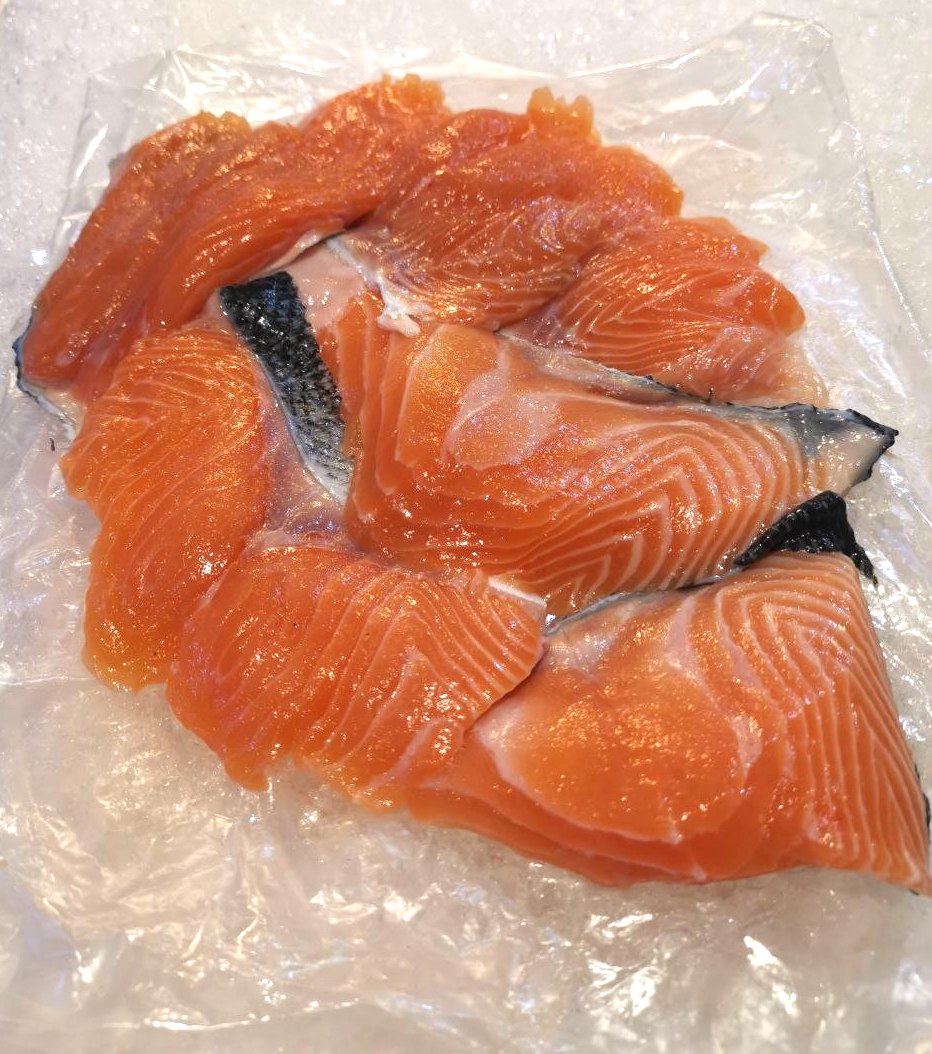 Fresh Sustainable Salmon Fish Slices