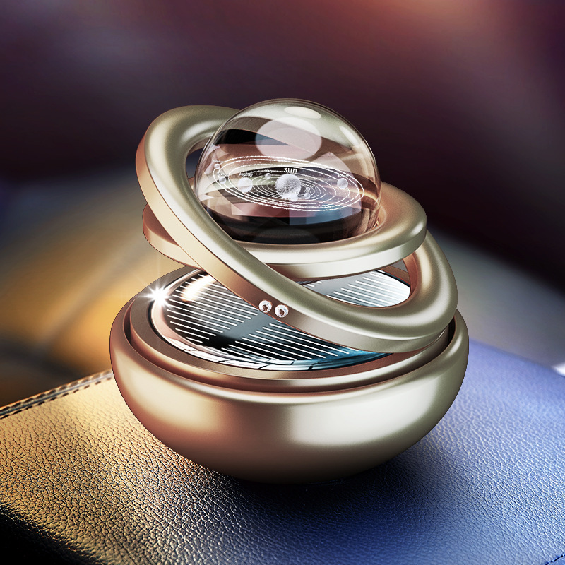 Premium Solar Rotating Car Decor With Air Freshener