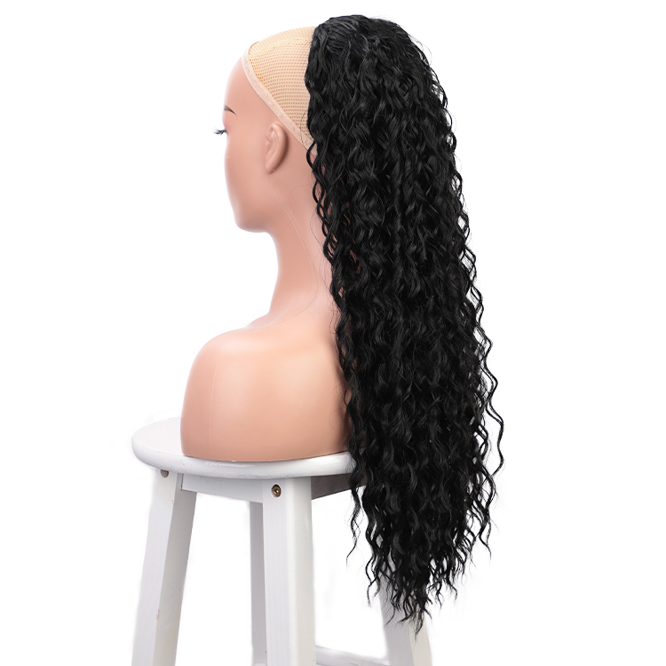 Synthetic Long Kinky Curly Ponytail Synthetic Drawstring Ponytail Clip-In Black Hair Extension For Women Natural Looking