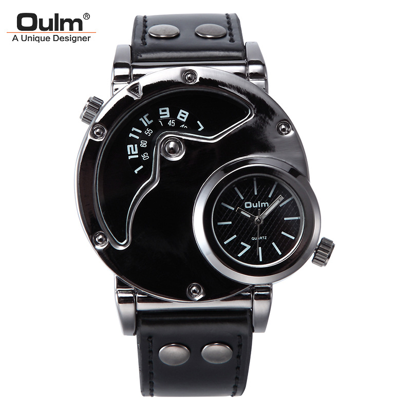Oulm Brand Fashion Trend Dual Time Zone Personality Sports Quartz Watch