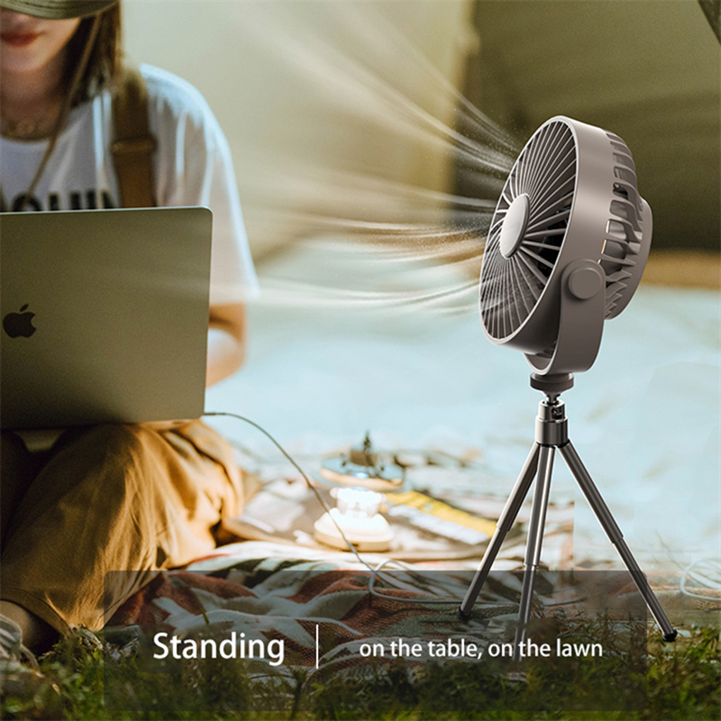 Remote Control Mini Portable Ceiling Fan 360° Rotation 3-Speed Wind Wireless For Camping Home Night Light