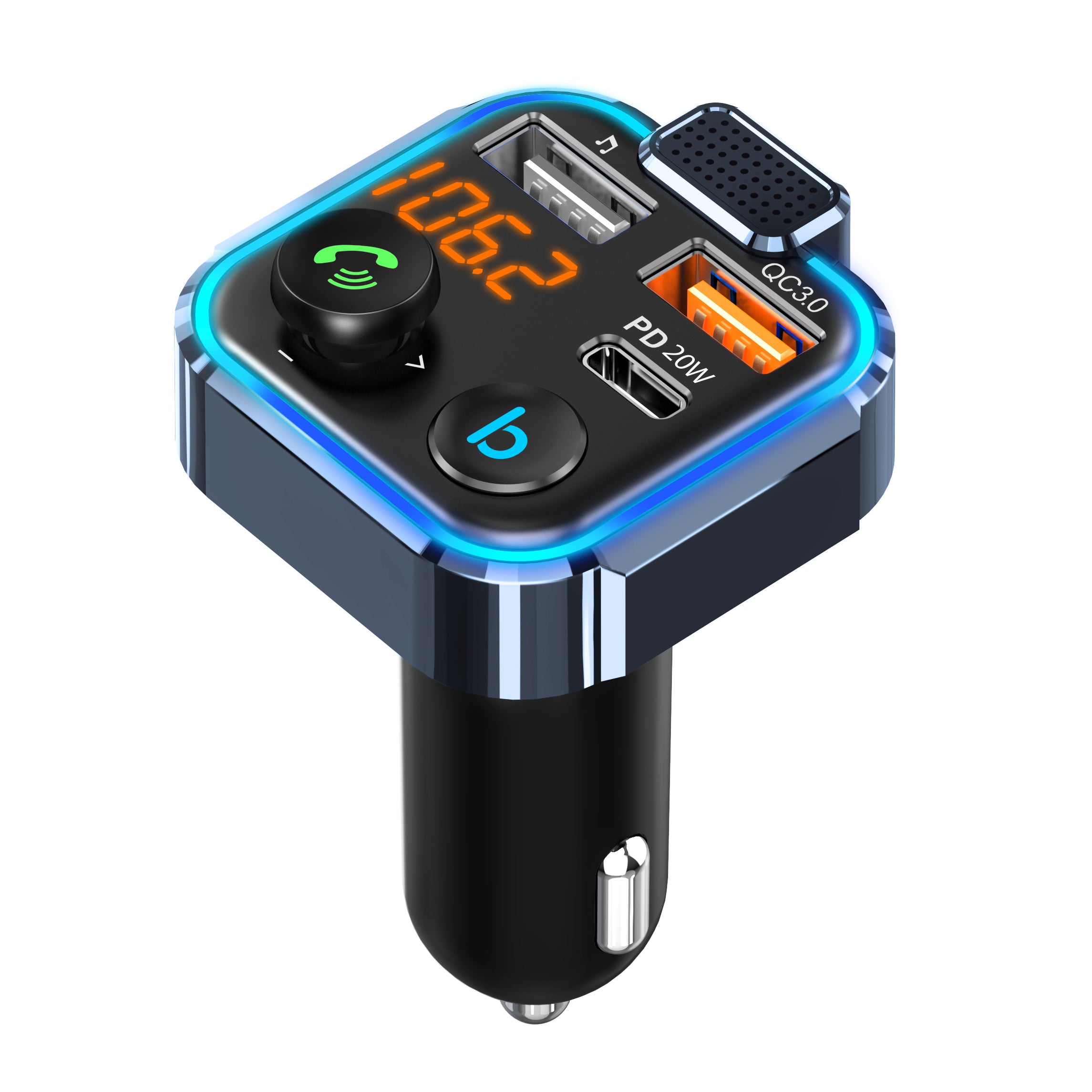 BT23L Bluetooth-compatible 5.0 FM Transmitter Handsfree Auto MP3 Player Kit PD QC3.0 USB Fast Charger Car Accessories