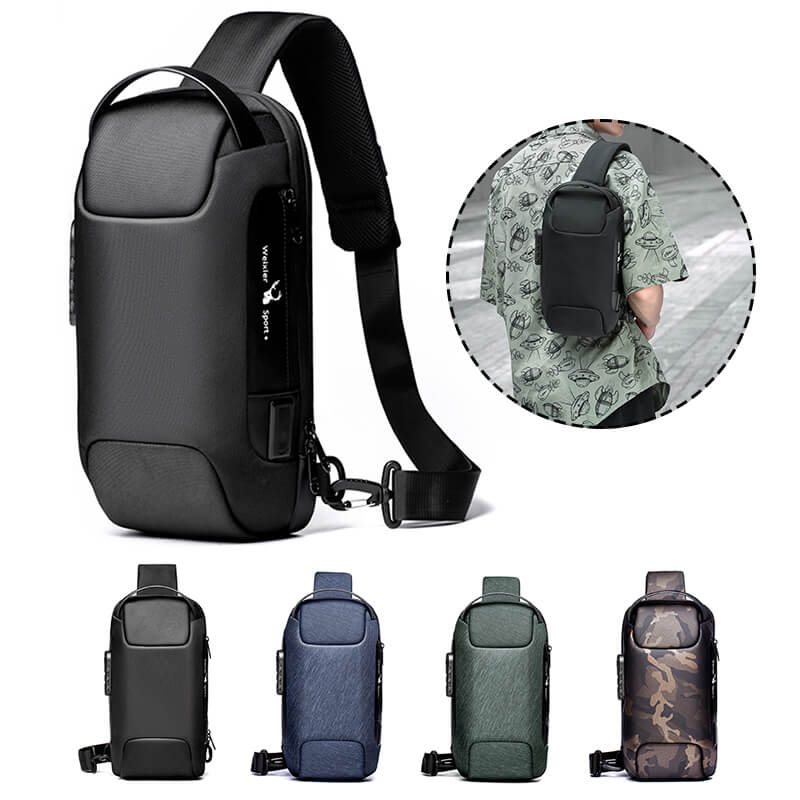 2022 New Men's Multifunctional Crossbody Bag USB Anti-theft Shoulder Messenger Bag