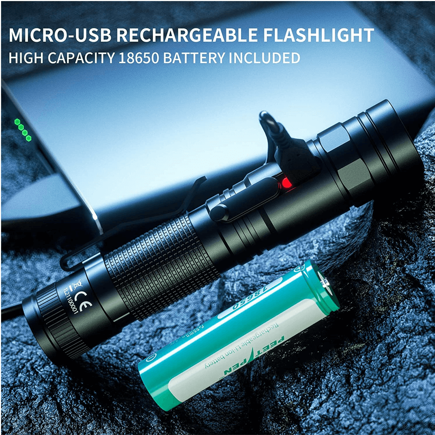 USB Rechargeable Flashlights 5 Modes With Memory IPX6 Waterproof Torch Tactical Flashlight