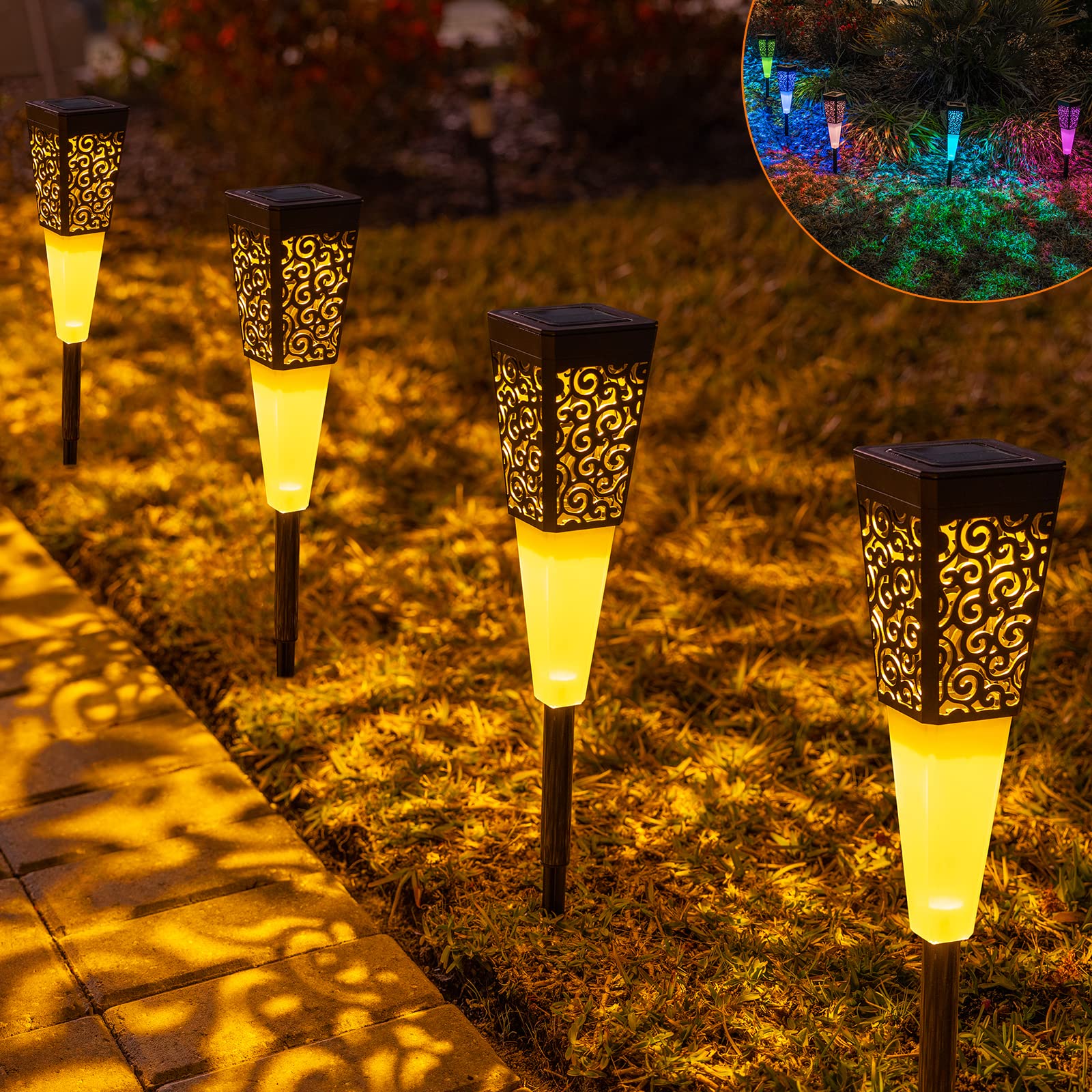 Outdoor Color-changing Solar Garden Light 4 Packs