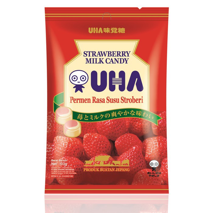 UHA Milk Candy Rasa Maccha Strawberry 42gr-kkonline