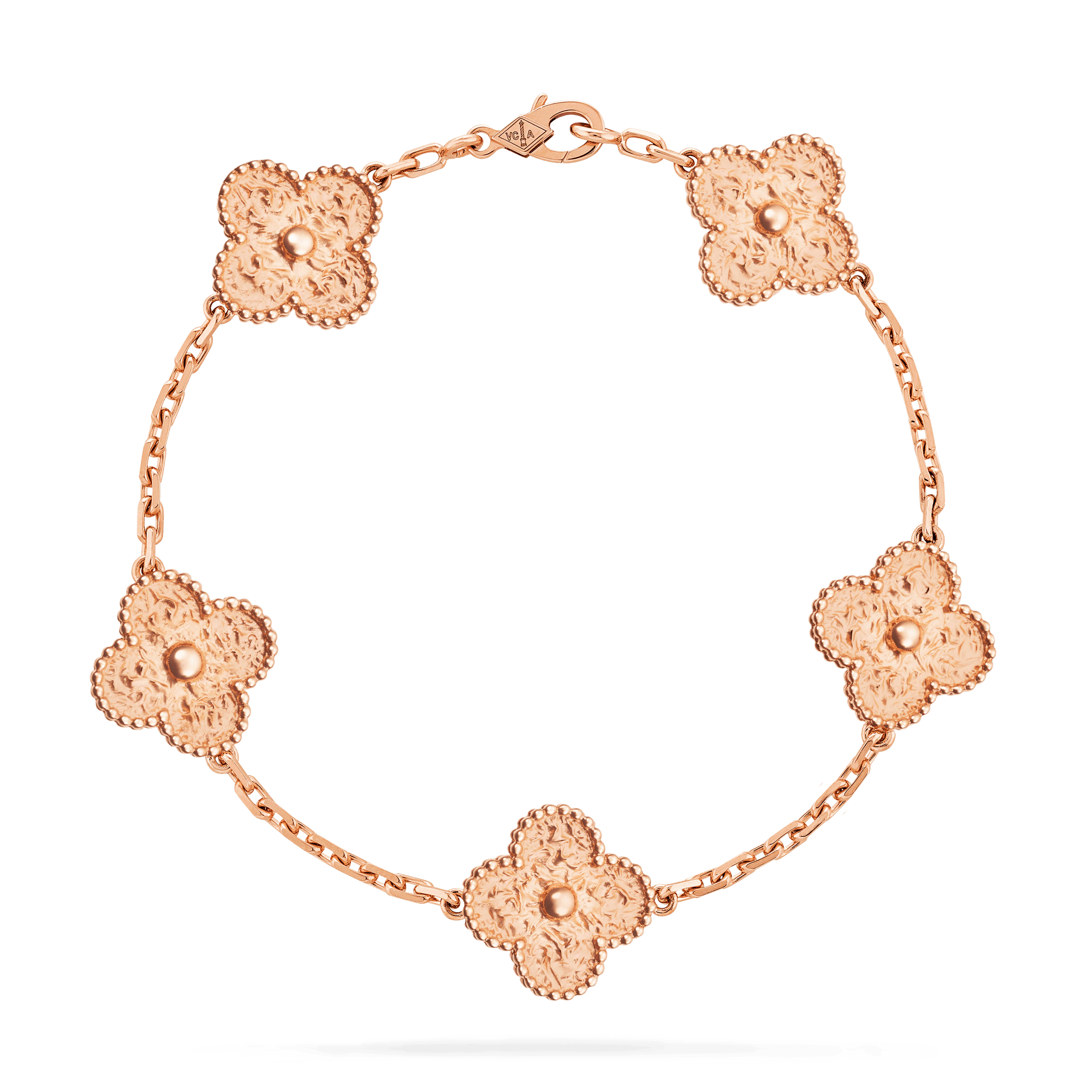 ヴィンテージ アルハンブラ ブレスレット、5モチーフ, ローズ ゴールド, Front, Jewelry Bracelet