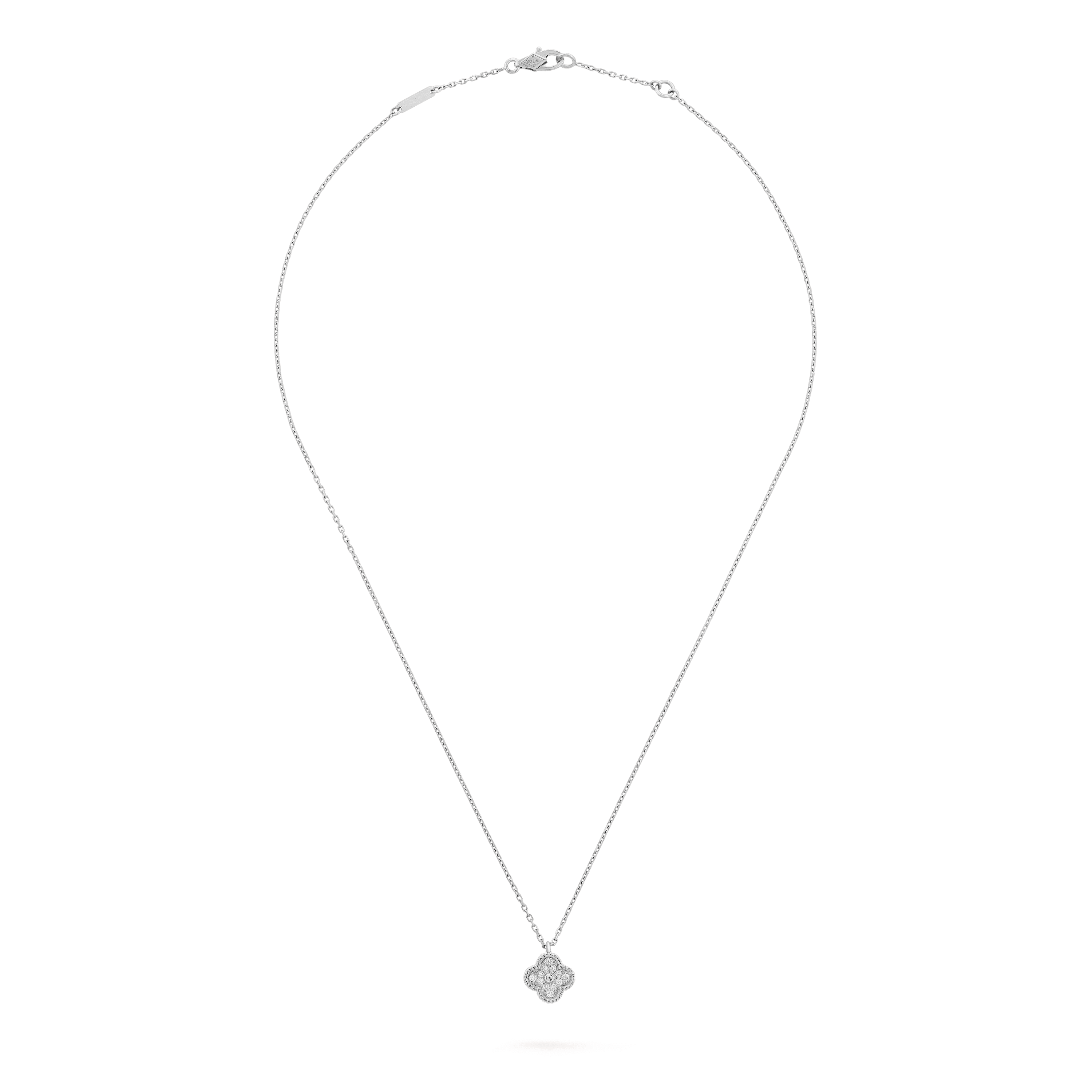 スウィート アルハンブラ ペンダント, ホワイトゴールド, ダイヤモンド:  12 石,  0.08 カラット, Front, Jewelry Pendent