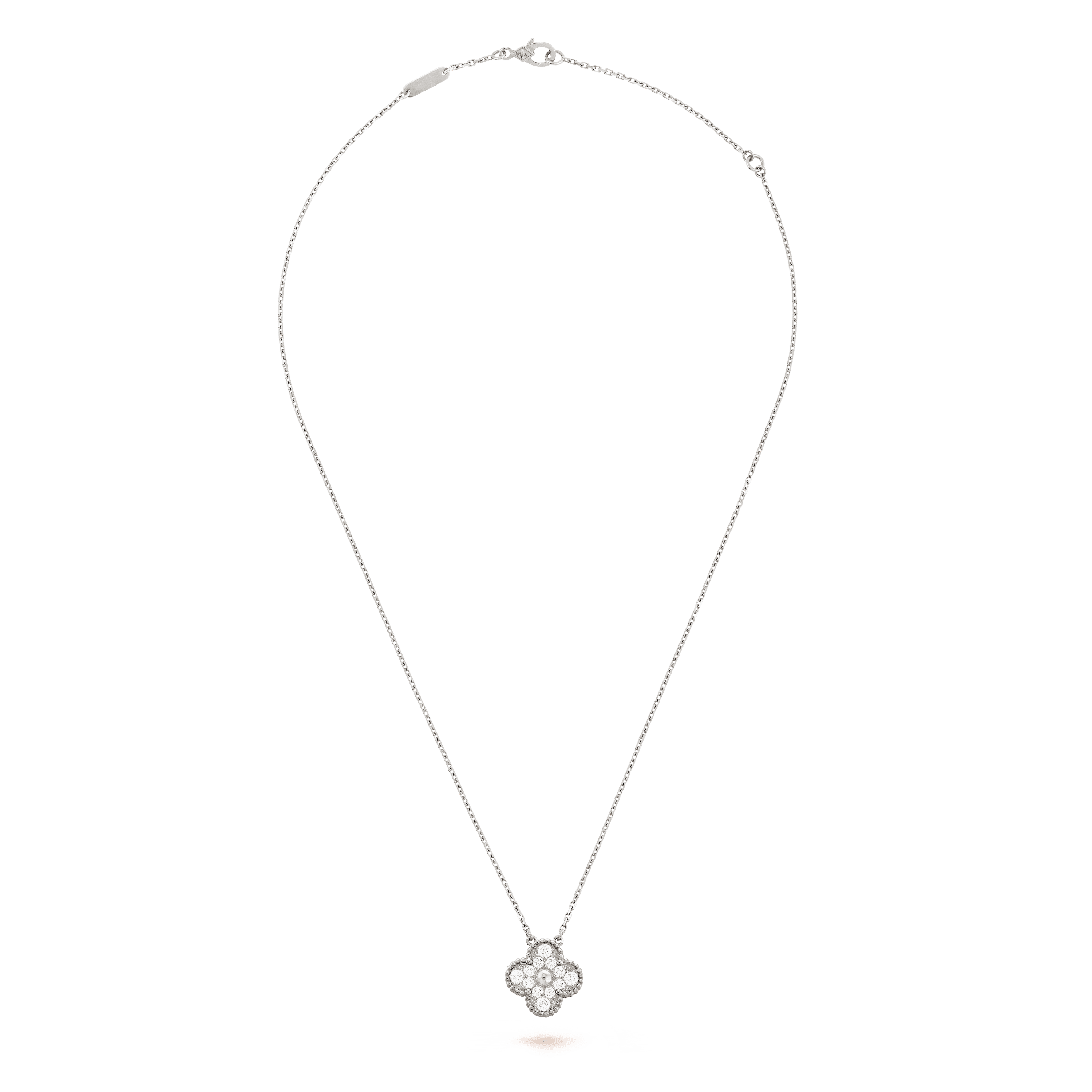 ヴィンテージ アルハンブラ ペンダント, ホワイトゴールド, ダイヤモンド:  12 石,  0.48 カラット, Front, Jewelry Pendent