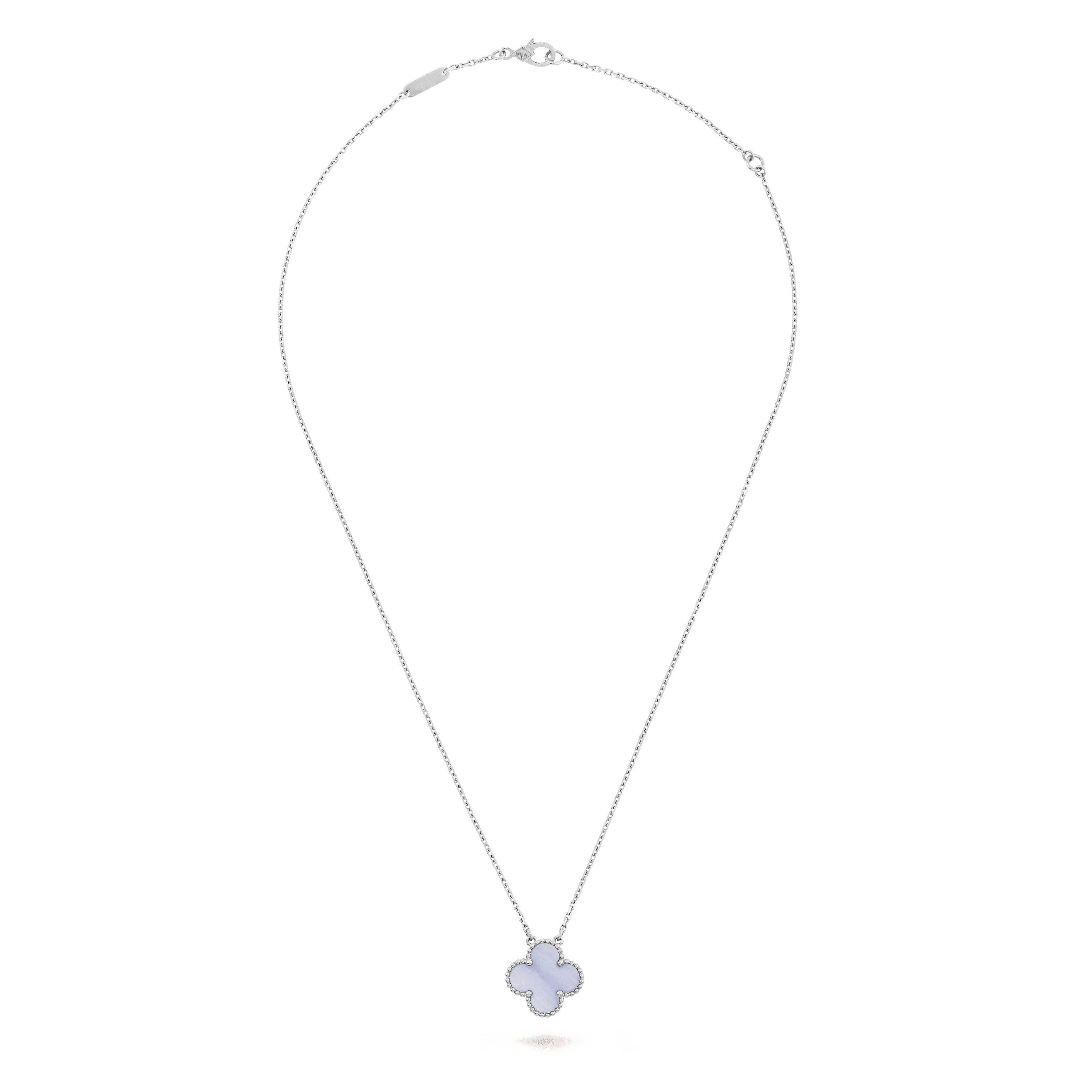 ヴィンテージ アルハンブラ ペンダント, ホワイトゴールド, カルセドニー:  1 石, Front, Jewelry Pendent