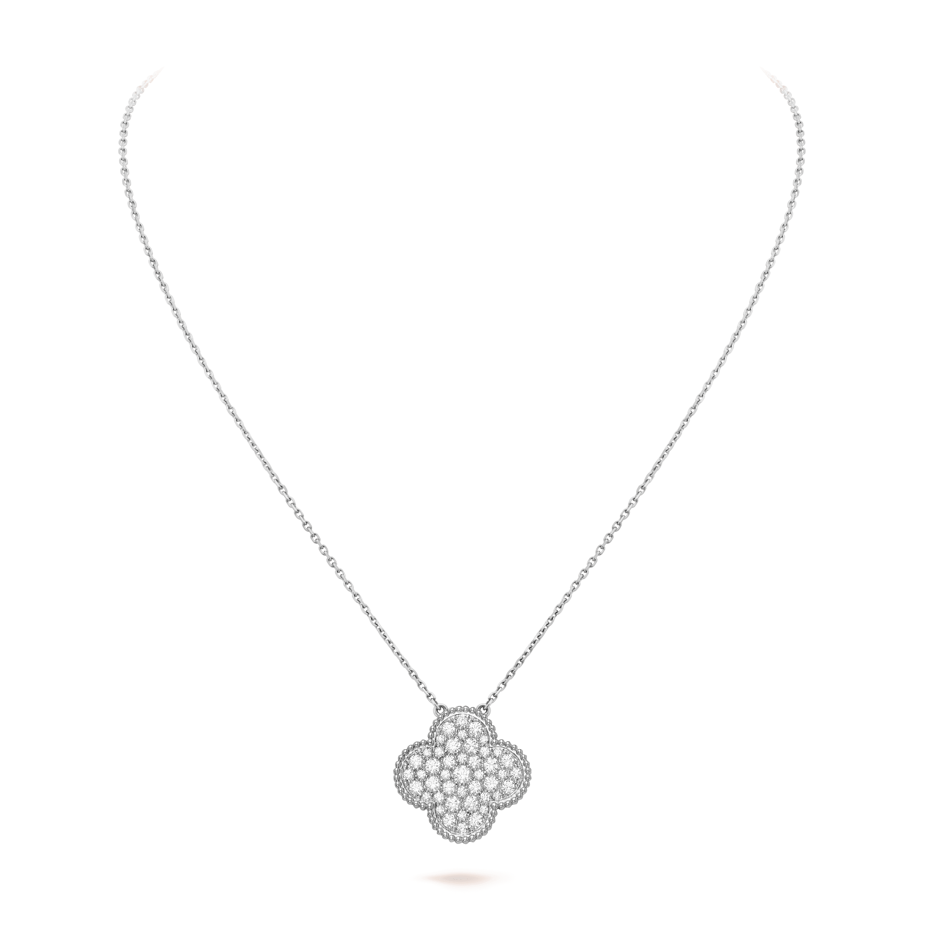 マジック アルハンブラ ペンダント, ホワイトゴールド, ダイヤモンド:  45 石,  2.45 カラット, Front, Jewelry Pendent