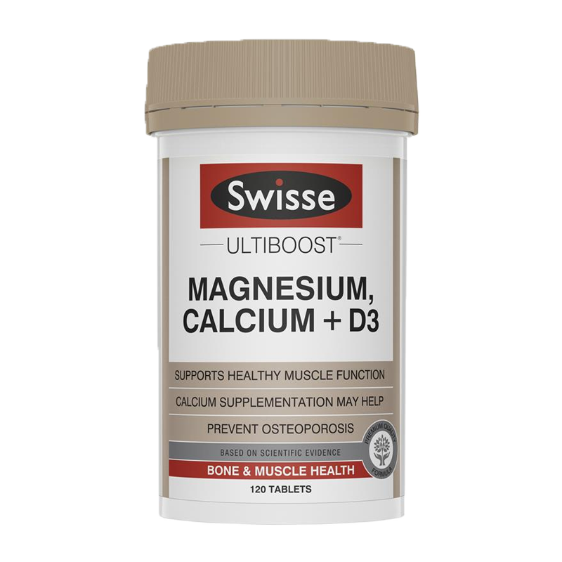 Swisse Ultiboost Magnesium, Calcium + Vitamin D 120 Tablets