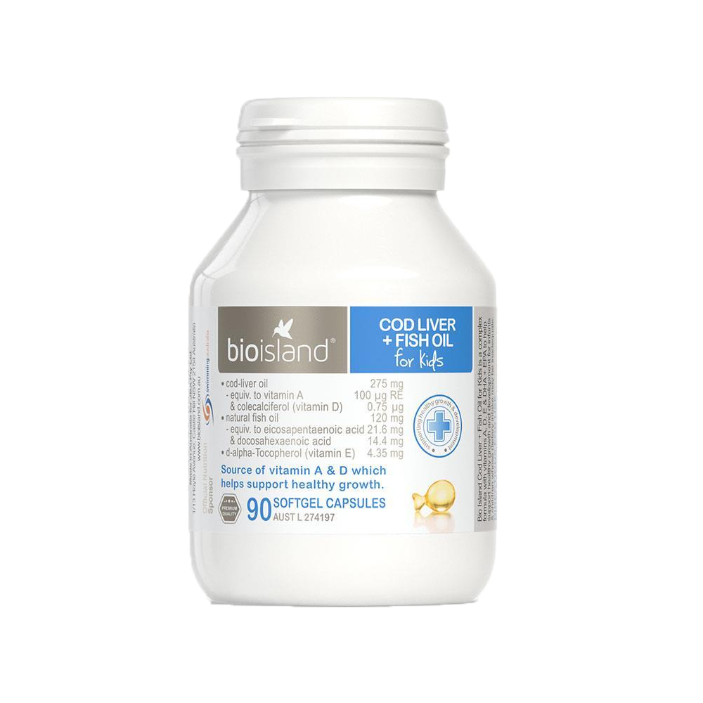 Bio Island Cod Liver + Fish Oil For Kids 90 Softgel Capsules