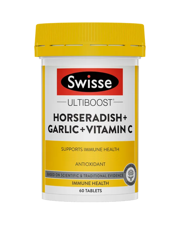 Swisse Ultiboost Horseradish + Garlic + Vitamin C 60 Tablets