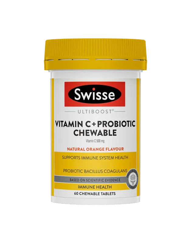 Swisse Ultiboost Vitamin C + Probiotic Chewable 60 Chewable Tablets