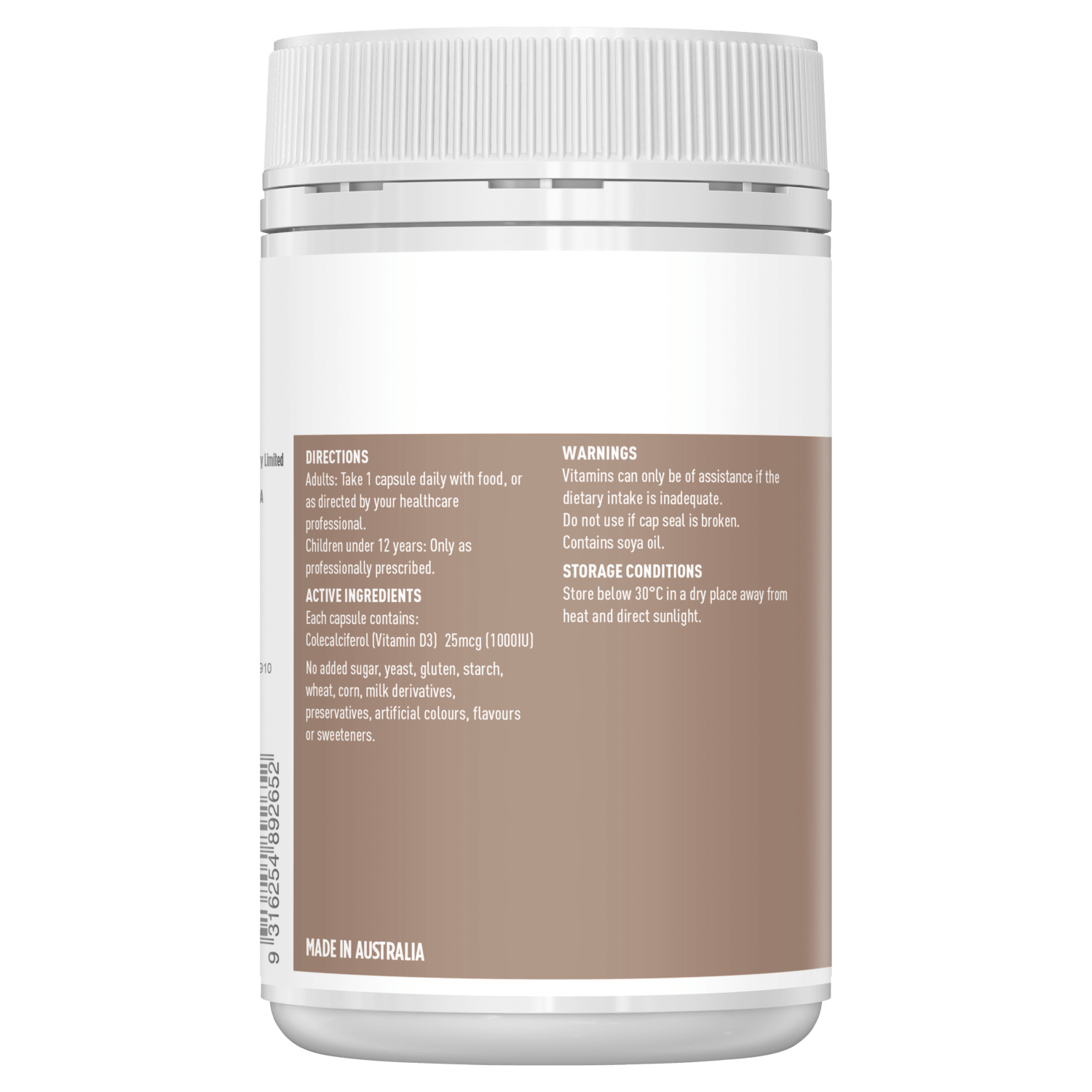 Healthy Care Vitamin D3 1000IU 250 Capsules