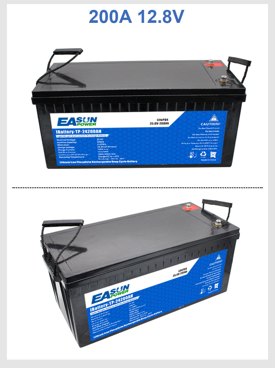 Easun Power 12.8V 200AH LiFePO4 Battery Pack BMS Grade A Cell No Tax