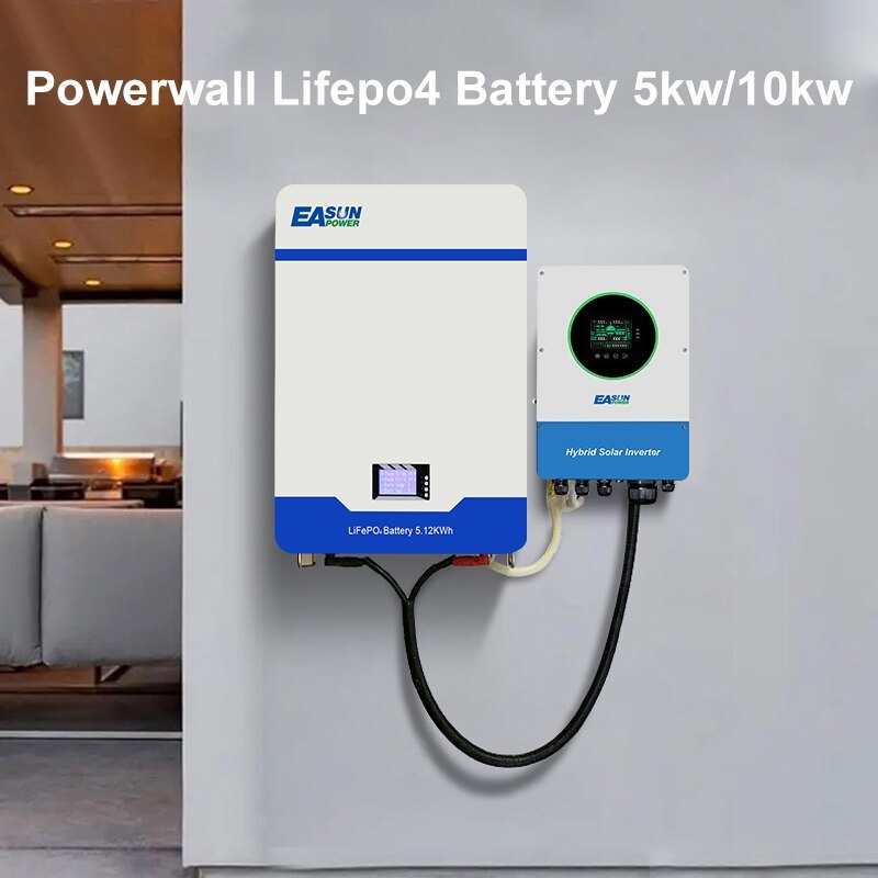 Easun 5kwh 10kwh Powerwall 48v Lifepo4 Battery 51.2v 100Ah 200Ah 10 Years Warranty