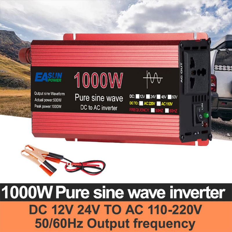 Easun Power 1000W 1600W 2200W 3000W Pure Sine Wave Inverter DC 12V 24V To AC 110V 220V Voltage Transformer Power Converter Solar Car Inverter