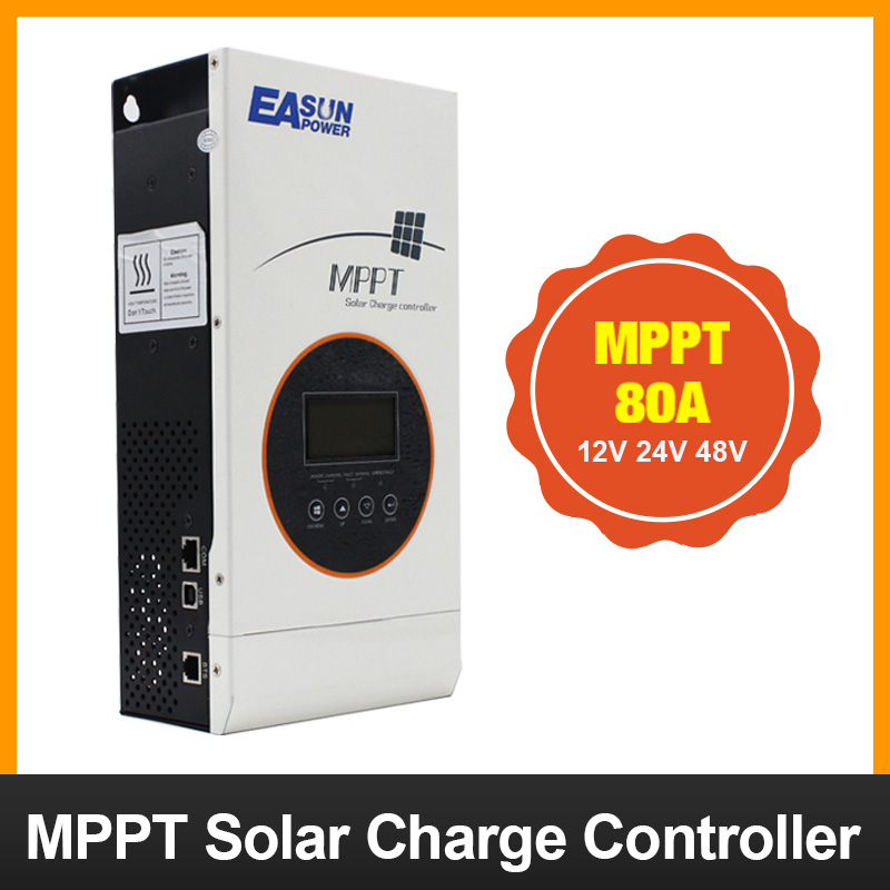 MPPT Solar Controller 80A 12V/24V/48V Solar Charger Battery 36V setting Charger Max 150VDC Auto Focus Tracking for Lithium Sealed, Gel Flooded Battery with Programmable LCD Display