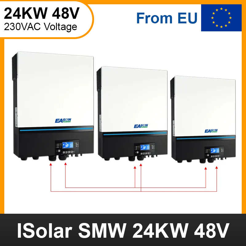 EASUN 24000W Solar inverter 500V PV 48V 230VAC PV array 2 x 80A MPPT solar charge controller Built -in WiFi BMS Support