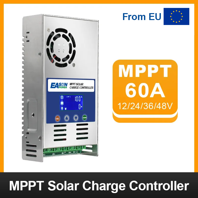 From EU EASUN POWER Solar Charger Controller MPPT 60A and solar panel solar charge regulator 12V 24V 36V 48V Battery PV Input 190VOC